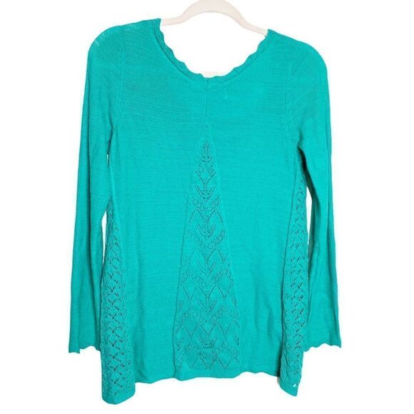 Anthropologie Sparrow Crochet Knit Sweater Teal - Picture 4 of 8